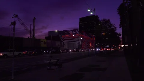 Evening “Urban Light” L,A,C,M,A, Stock Footage 126350933
