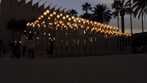 Evening “Urban Light” L,A,C,M,A, Stock Footage 126352032