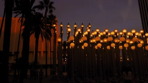 Evening “Urban Light” L,A,C,M,A, Stock Footage 126352359