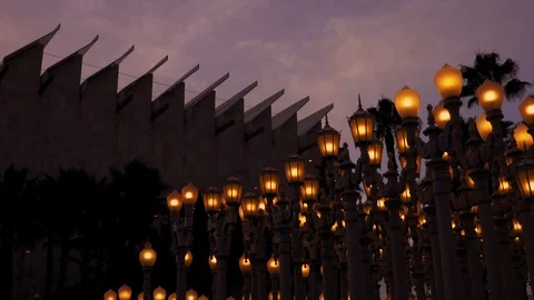 Evening “Urban Light” L,A,C,M,A, Stock Footage 126354830