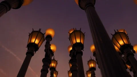Evening “Urban Light” L,A,C,M,A, Stock Footage 126354884