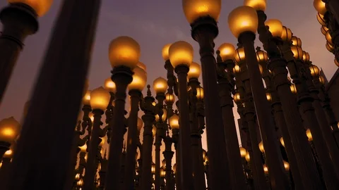 Evening “Urban Light” L,A,C,M,A, Stock Footage 126356025