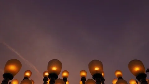 Evening “Urban Light” L,A,C,M,A, Stock Footage 126356142