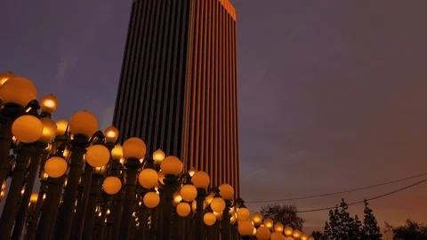 Evening “Urban Light” L,A,C,M,A, Stock Footage 126356464