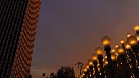 Evening “Urban Light” L,A,C,M,A, Stock Footage 126357010