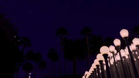 Evening “Urban Light” L,A,C,M,A, Stock Footage 126360334