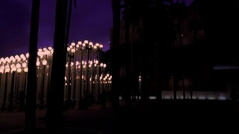 Evening “Urban Light” L,A,C,M,A, Stock Footage 126360719
