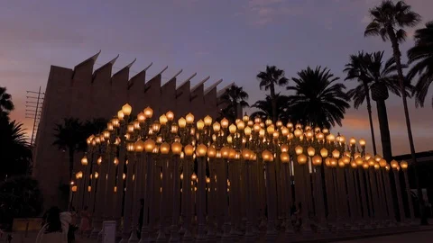 Evening “Urban Light” L,A,C,M,A, Stock Footage 126361222