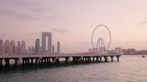 Evening view of the Ain Dubai and Dubai Marina, in Dubai Video stock 220113793