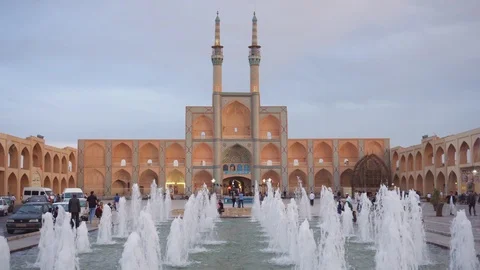 Evening view of the Amir Chakhmaq Complex in Yazd, Iran Stock Footage 100655867