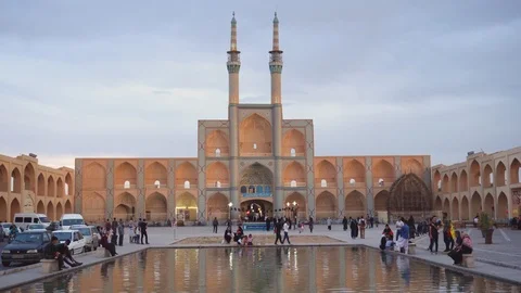 Evening view of the Amir Chakhmaq Complex in Yazd, Iran Stock Footage 100655884