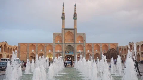 Evening view of the Amir Chakhmaq Complex in Yazd, Iran Stock Footage 100656099