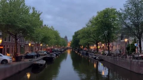 Evening View of Amsterdam, Tilt Shift Lens Stock Footage 235062861