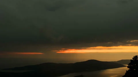 Evening view of the bay in Montenegro. Time Lapse Stock Footage 88158784