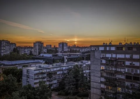 Evening view of Belgrade Stock Photos