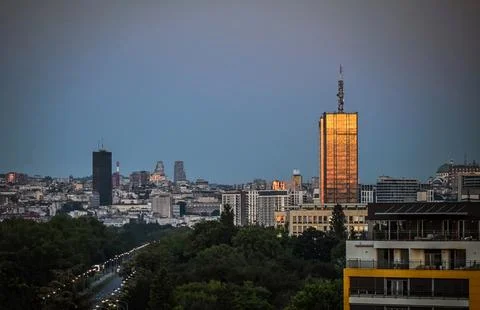 Evening view of Belgrade Stock Photos