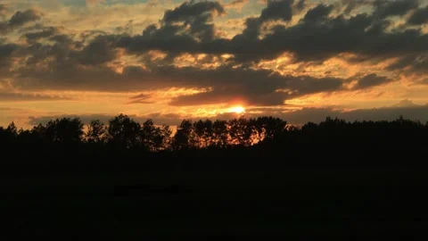 Evening view from the car window, sunset, sun rays and glare Stock Footage