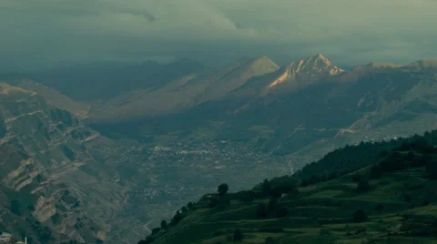 Evening view of the Caucasus Mountains. Stock Footage 52769817