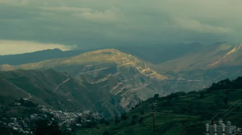 Evening view of the Caucasus Mountains. Stock Footage 52769821