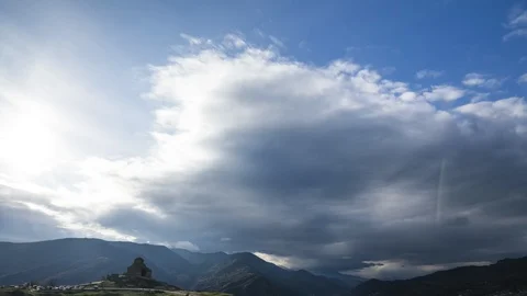 Evening View Of The City Of Mtskheta Georgia At Sunset Overlooking The Historic Stock Footage 105128827