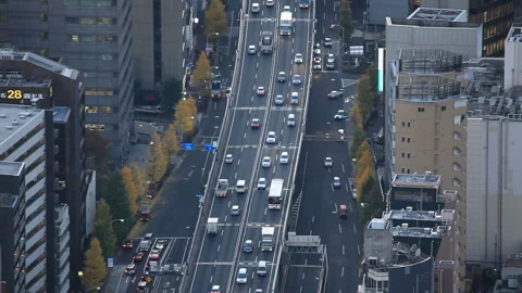 Evening View of the Congested Metropolitan Expressway No. 3 Stock Footage 324935956