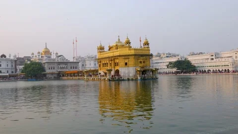 Evening view of Darbar sahib or Golden Temple at Amritsar, Punjab, India Stock Footage 166454247