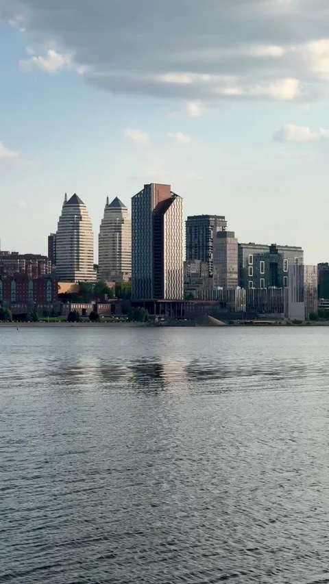 Evening view of the Dnipro city Stock Footage 310607028