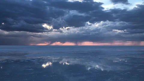Evening View of Dried Aral Sea and Salt Lake Stock Footage 297854196