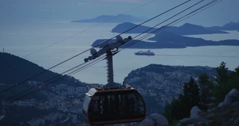 Evening view of Dubrovnik cable car Stock Footage 216916129