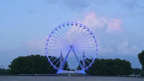 Evening View of Ferris Wheel at Place des Quinconces, Bordeaux – France Stock Footage 319826764