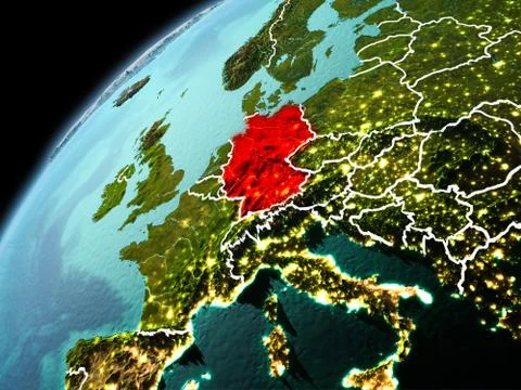 Evening view of Germany on Earth Illustrazione stock
