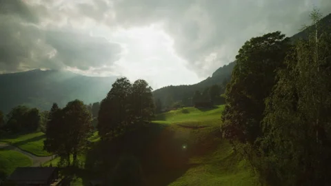 Evening view of the Grindelwald area Stock Footage 218992595