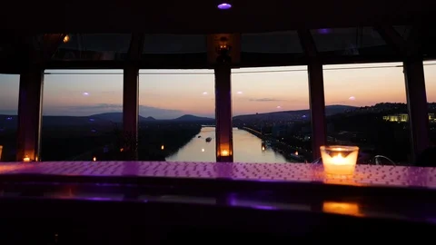 Evening view from hight altitude restaurant Stock Footage 120540848