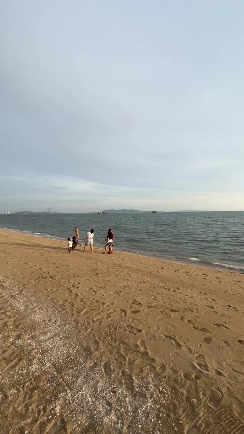 Evening view of Jomtien Beach Stock Footage 346184156