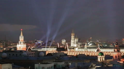 Evening view of the Kremlin in Moscow Stock Footage 93545416