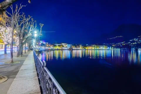 Evening view in Lugano Stock Photos