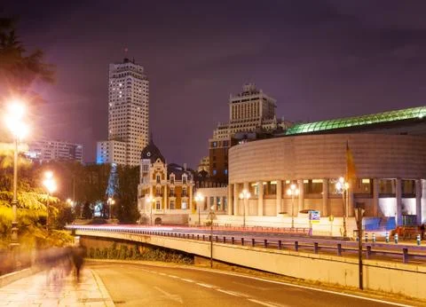 Evening view of Madrid Stock Photos