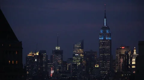 Evening View of Manhattan New York Night Empire State Building Stock Video Stock Footage 36190325
