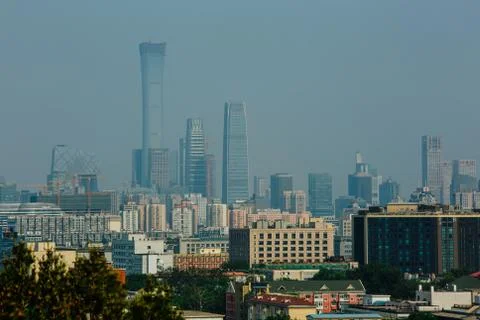 An evening view of modern Beijing Stock Photos