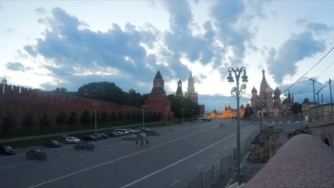 Evening view of the Moscow Kremlin timelapse 스톡 동영상 78015681