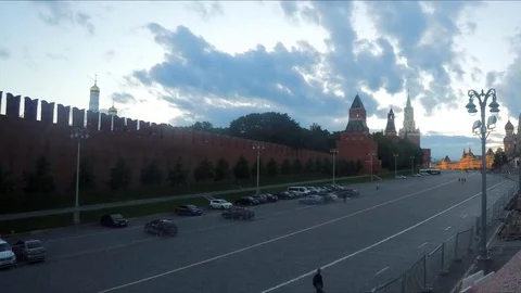 Evening View Of Moscow Kremlin Timelapse 스톡 동영상 78017765