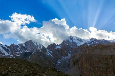 Evening view of Mountain Range Stock Photos