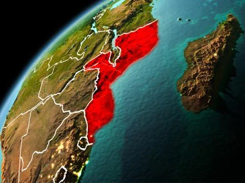 Evening view of Mozambique on Earth Stock-Illustration
