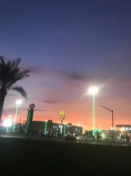 The evening view with orange sky Stock Photos