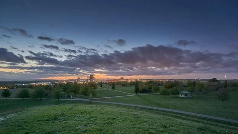 Evening view on the outskirts of Hanover Stock-Footage 120952180