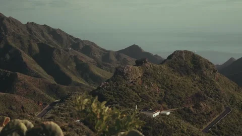 Evening view over mountains and roads in Tenerife Stock Footage 328242613