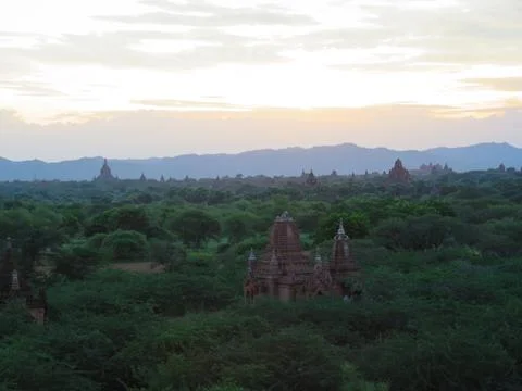 Evening View over the temples at Bagan, Myanmar Stock-Fotos