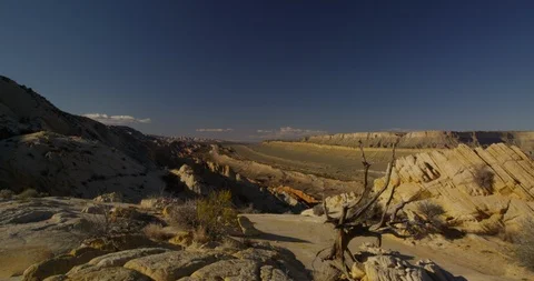 Evening view overlooking the tortured landscape of Strike Valley, Utah Stock Footage 124325056