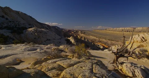 Evening view overlooking the tortured landscape of Strike Valley, Utah Stock Footage 124341216