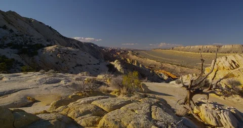 Evening view overlooking the tortured landscape of Strike Valley, Utah Stock Footage 124341236
